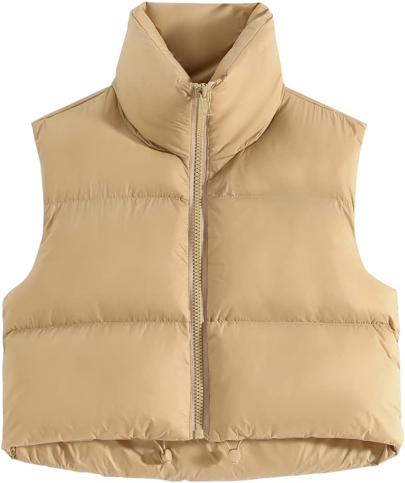 fuinloth Damen Weste Kurz Stehkragen Steppweste Warm Winter Crop Puffer Weste mit Reissverschluss Är