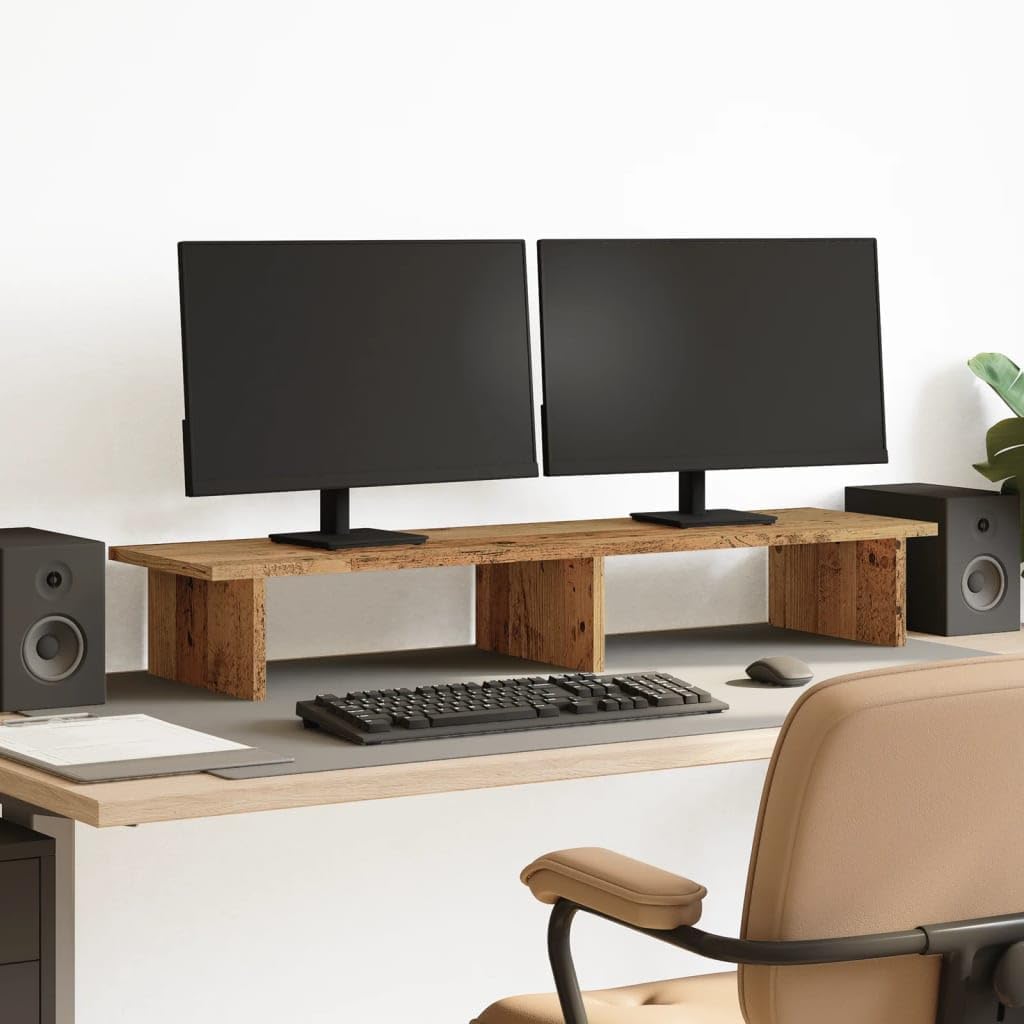 vidaXL Monitorständer Altholz-Optik 100x27x15 cm Holzwerkstoff Altholz 100 x 27 x 15 cm, Altholz 100