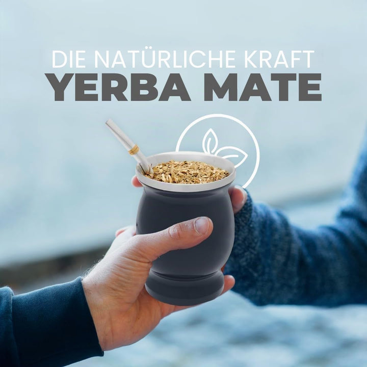 balibetov Yerba Mate Becher Set aus Edelstahl mit Bombilla für Mate Dunkelgrau 237 ml, Dunkelgrau 23