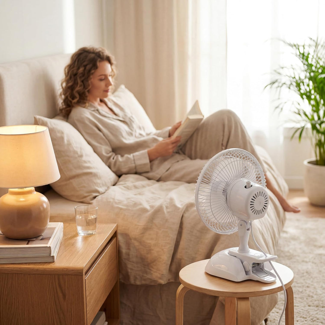 Adler AD 7317 Tischventilator mit Clip, Tragbarer, Klingen Durchmesser 15cm, 2 Geschwindigkeitsstufe