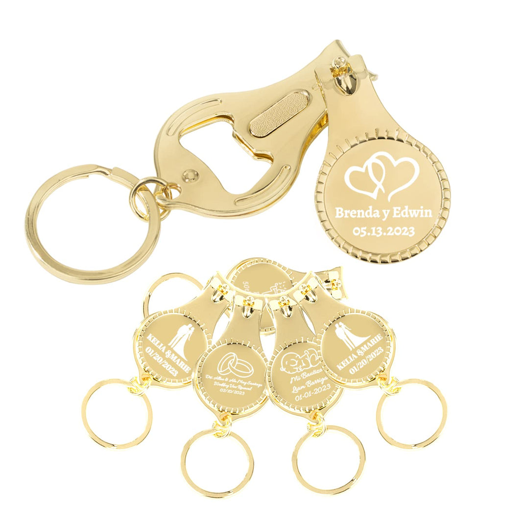 30pcs Personalisierte Gold Flaschenöffner Nagelknipser Schlüsselanhänger Vielseitig & Langlebig, Pri