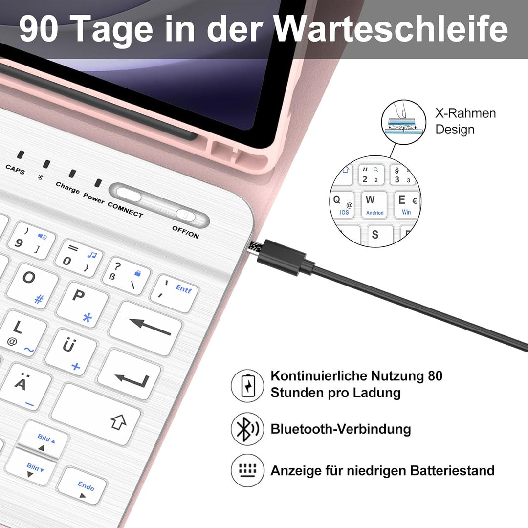 IVEOPPE Hülle mit Tastatur für Samsung Galaxy Tab A9 8.7", Tastatur für Samsung Tablet A9 2023, Magn