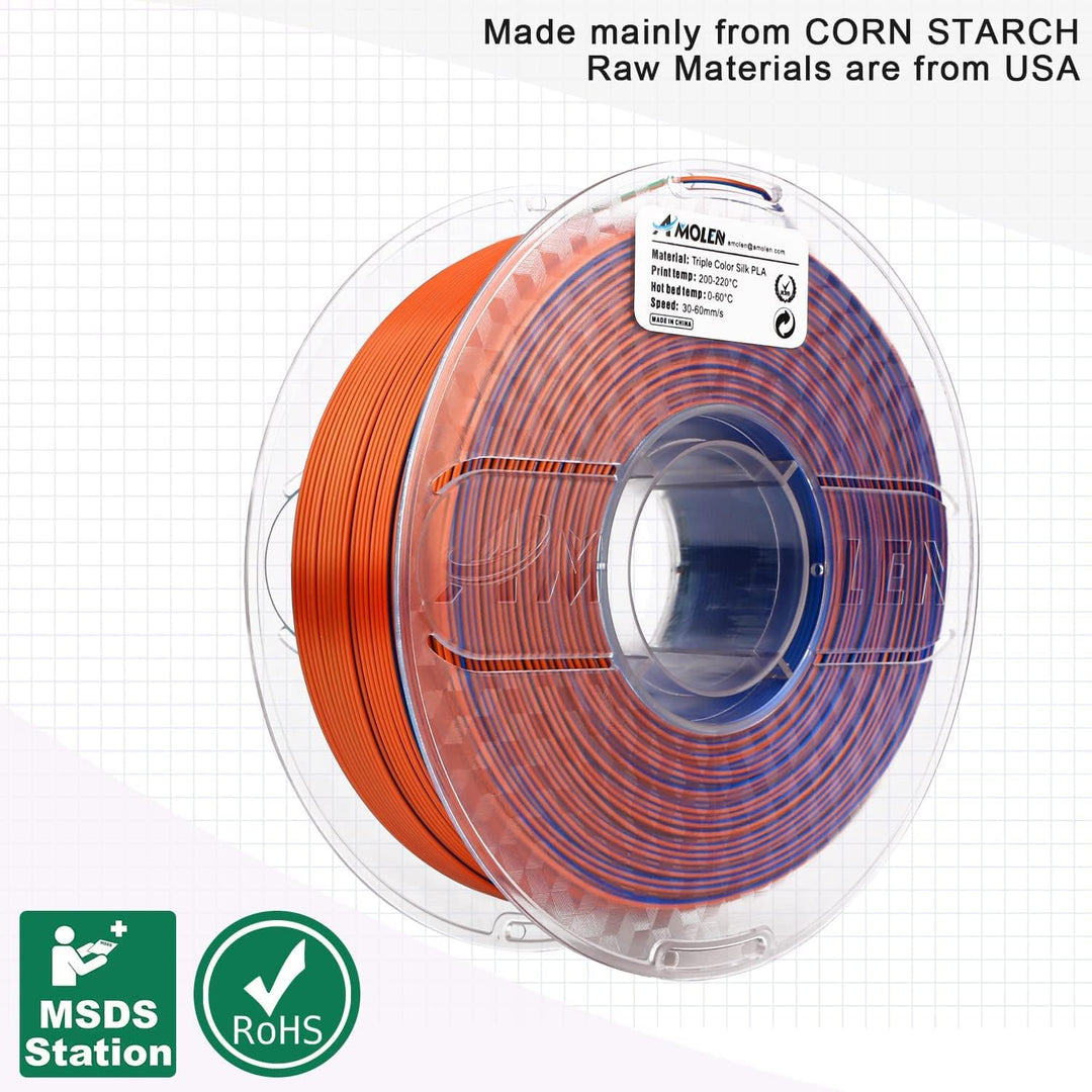 AMOLEN PLA 3D Drucker Filament, Multicolor Filament 1.75mm, Sauber Gewickeltes Filament, Kompatibel