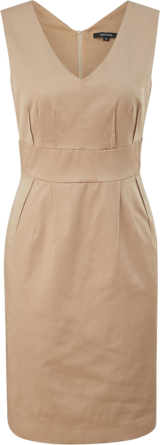 comma Damen Kleid mit Pintucks Brown 40