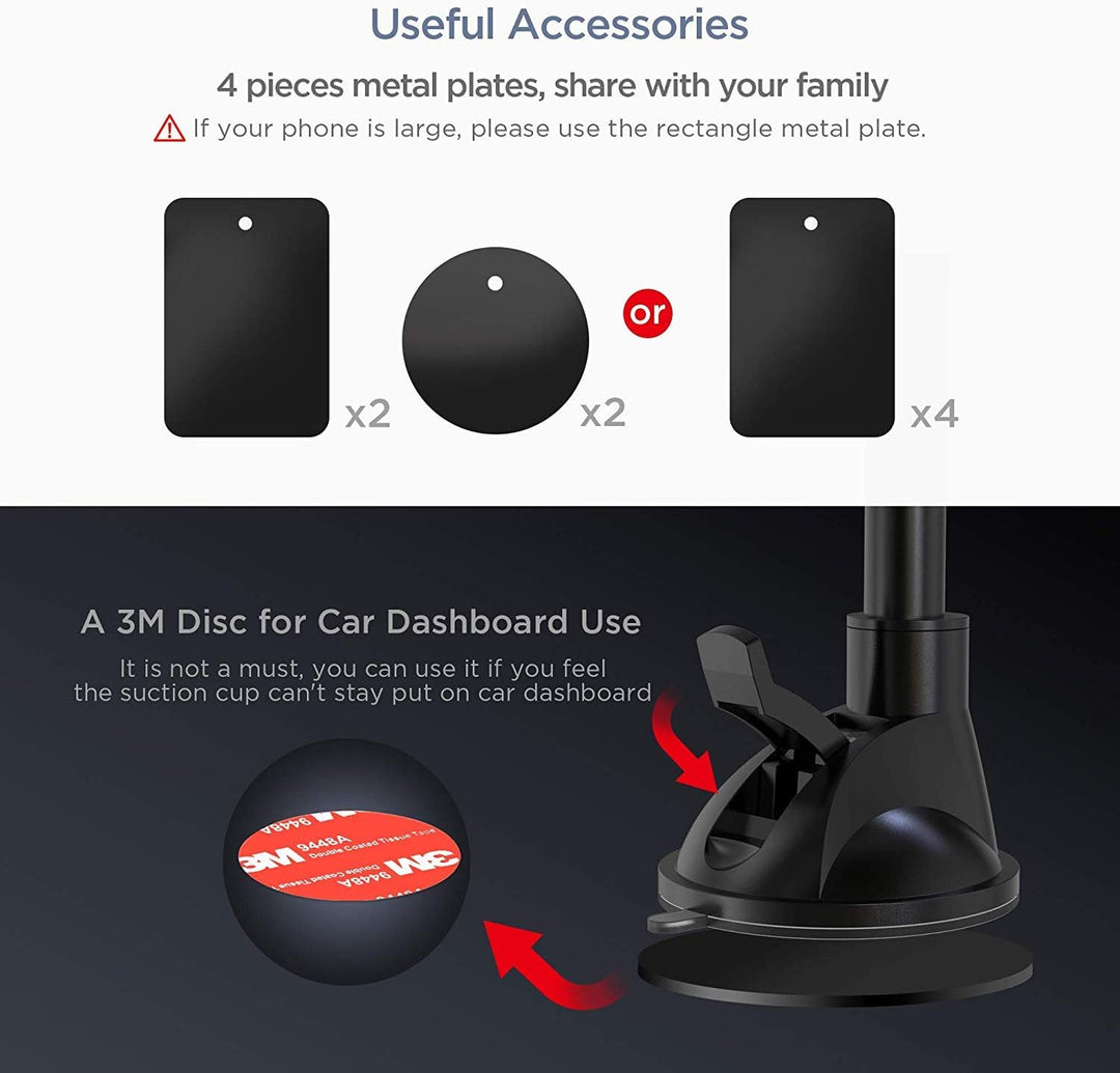 ipow Handyhalterung Auto Magnet, KFZ Handyhalterung mit Saugnapf, Magnetische Handyhalter Auto Armat