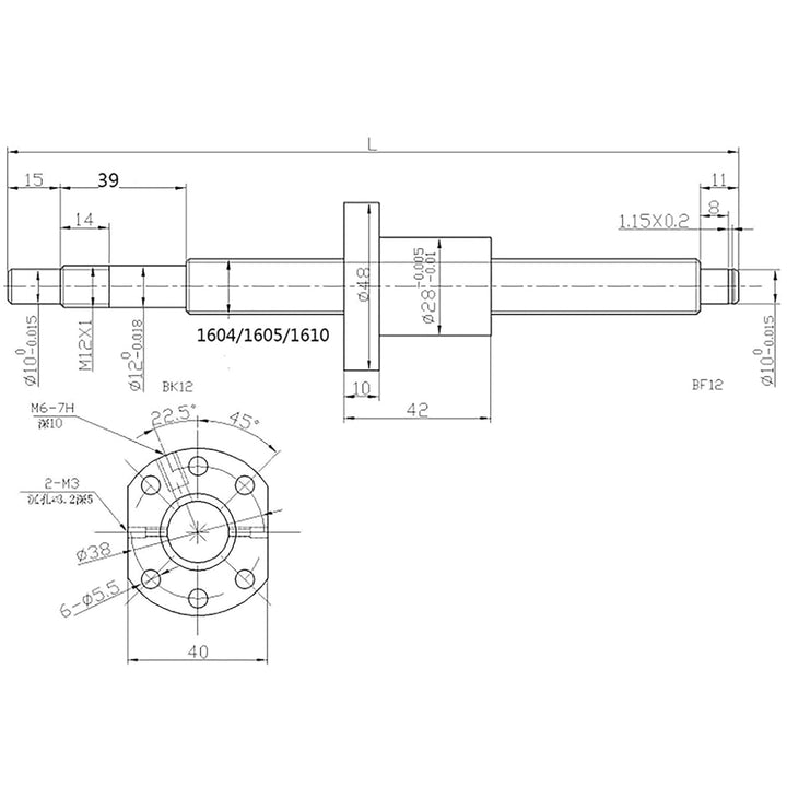 CNCYEAH SFU1604 Gewindespindel Edelstahl Kugelumlaufspindel 1000mm mit Metall-Kugelumlaufmutter Anti