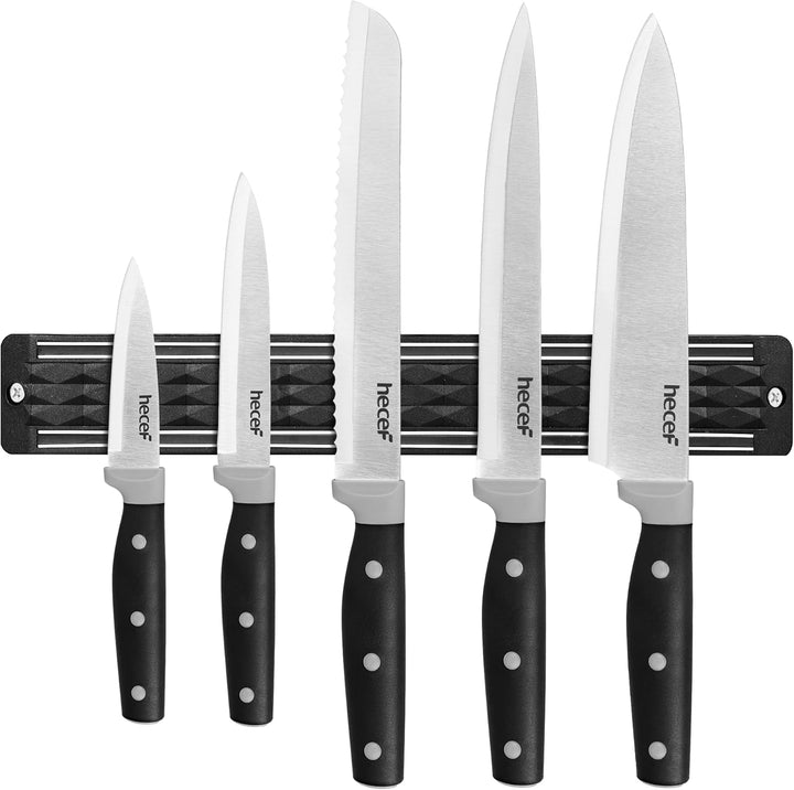 hecef Messer Magnetleiste mit 5 Teilig Scharfe Küchenmesser Set, 33 cm Messerhalter Magnetisch mit E