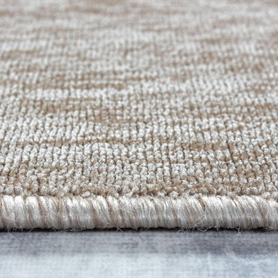 HomebyHome Teppich Wohnzimmer 120x170 cm Beige Einfarbig Meliert Design - Schlafzimmer Teppich Kurzf