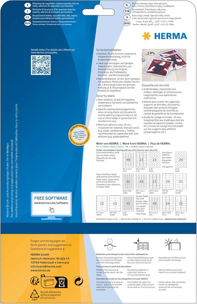 HERMA 4234 Sicherheitsetiketten gegen Manipulation rund, 25 Blatt, Ø 40 mm, 24 Stück pro A4 Bogen, 6