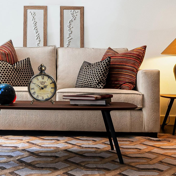 HZDHCLH Retro Silent Roman Tischuhr für Wohnzimmer Schlafzimmer Büro Kunst-Schreibtischuhr（Kupfersch