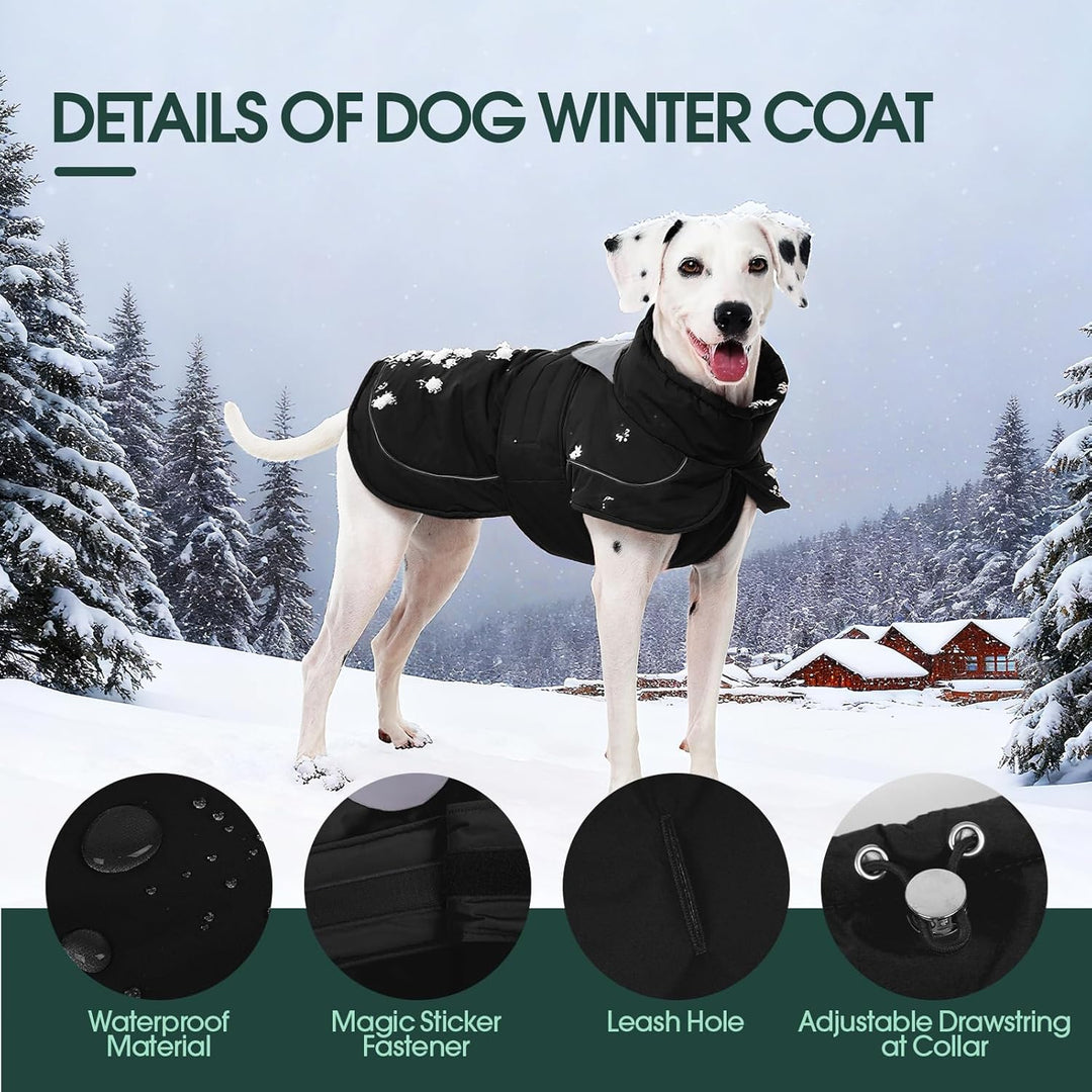 Kuoser Hundemantel Hundejacke, Warme wasserdichte Hundejacke mit Reflektierendem Design, Kordelzug a