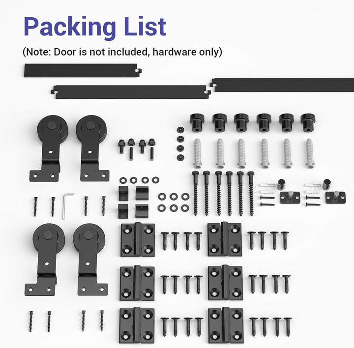 183cm/6FT Bifold Schiebetürbeschlag Schiebetüren Schiebetürsystem Komplettset Laufschiene Rollen Set