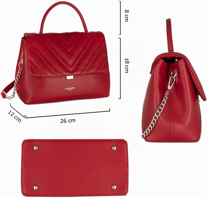 David Jones - Damen Umhängetasche - Frau Handtasche Gesteppte PU Leder - Steppmuster Tasche Mittelgr