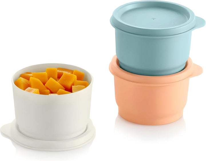 Tupperware SET (3) Kühlschrank Uno 120 ml bunt orange weiss blau Dose Vorrat Frischhaltedose Julchen