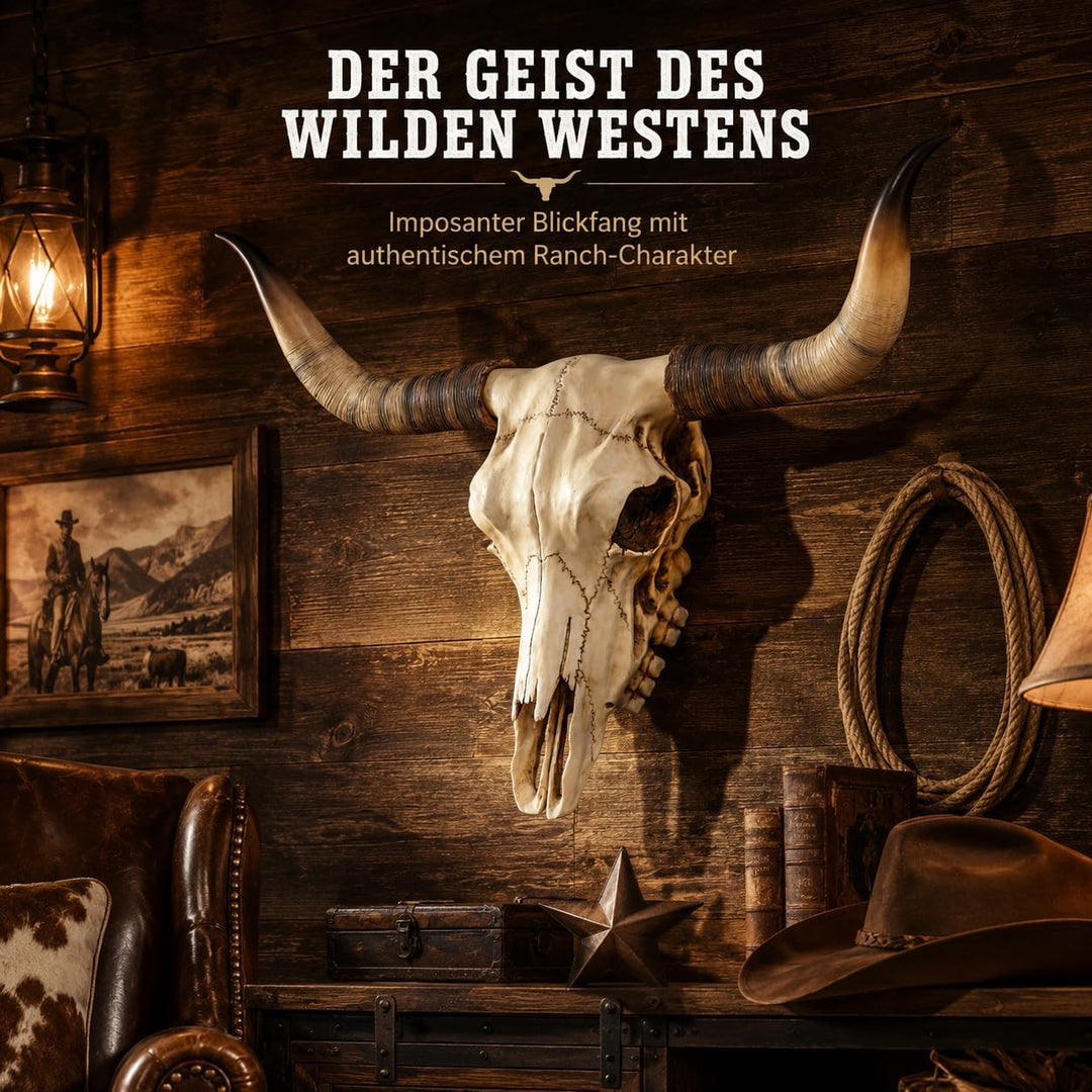 Bullenschädel Longhorn Schädel Skull Totenschädel Schädel Geweih Figur