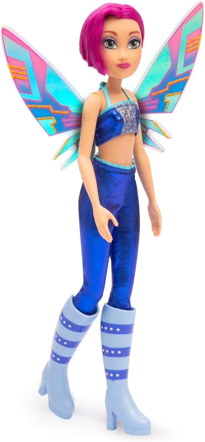 Winx Fairy Doll – Tecna with Glitter Wings & Articulated Joints – Removable Fairy Accessories – Tech