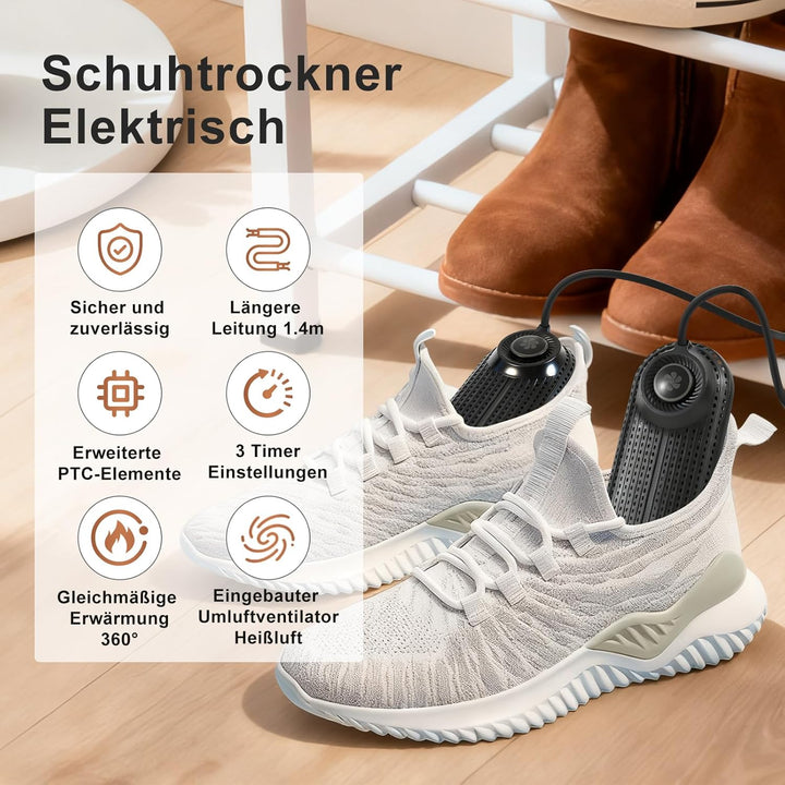 Schuhtrockner Elektrisch, Stiefeltrockner Schuh Stiefelwärmer mit Timer, Einziehbare Länge, Eingebau