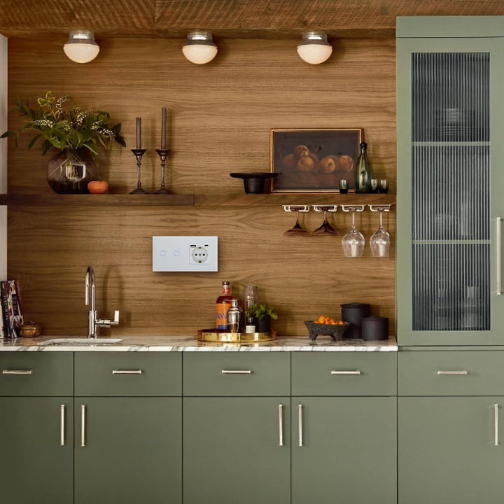 BSEED Schuko Lichtschalter mit Steckdose Unterputz 2 Fach 1 Weg Lichtschalter + 3 in 1 Steckdose mit