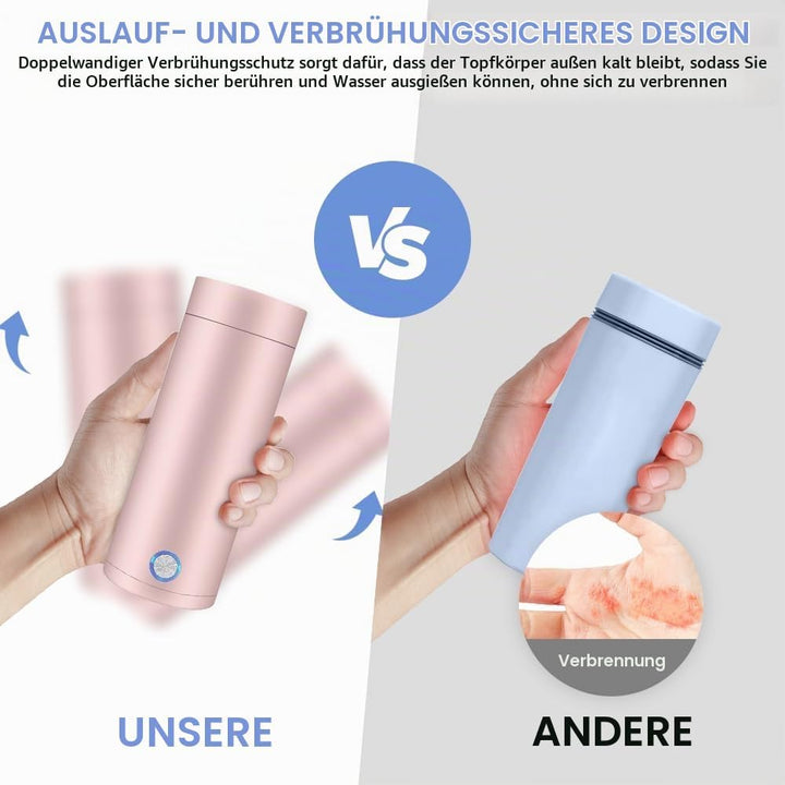 Aoreun Kleiner Tragbarer Wasserkocher, 400ml Tragbarer Elektrischer Wasserkocher, Mini Thermoskanne