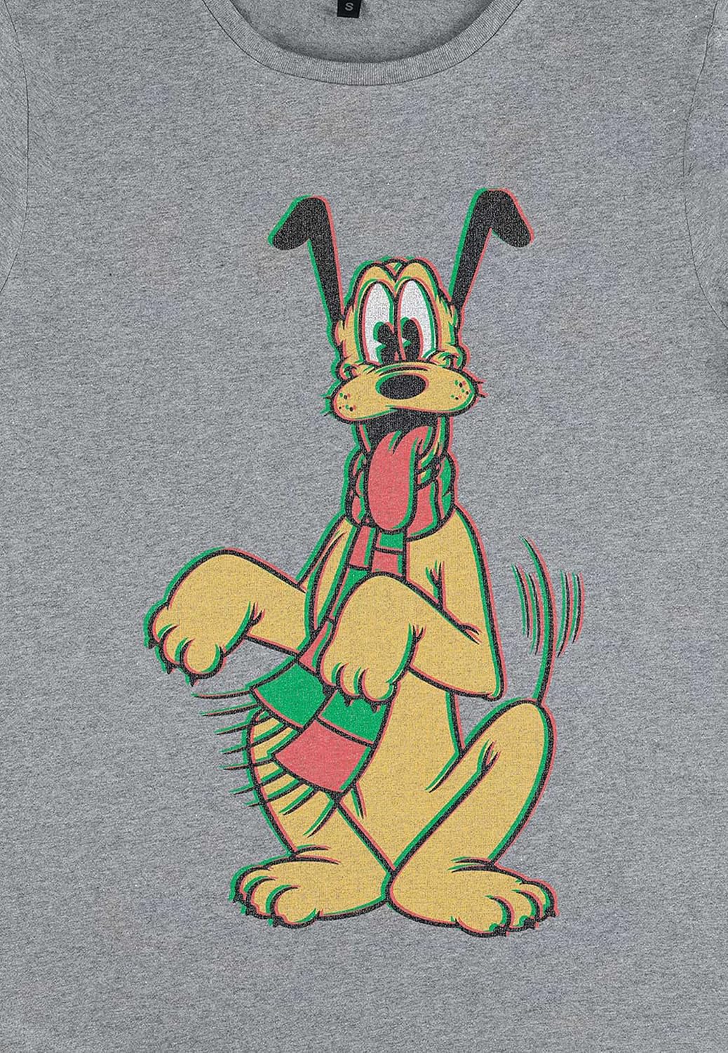 Disney Damen Mickey Classic Pluto Holiday Colors gerollten Ärmeln T-Shirt L Melange Grey, L Melange