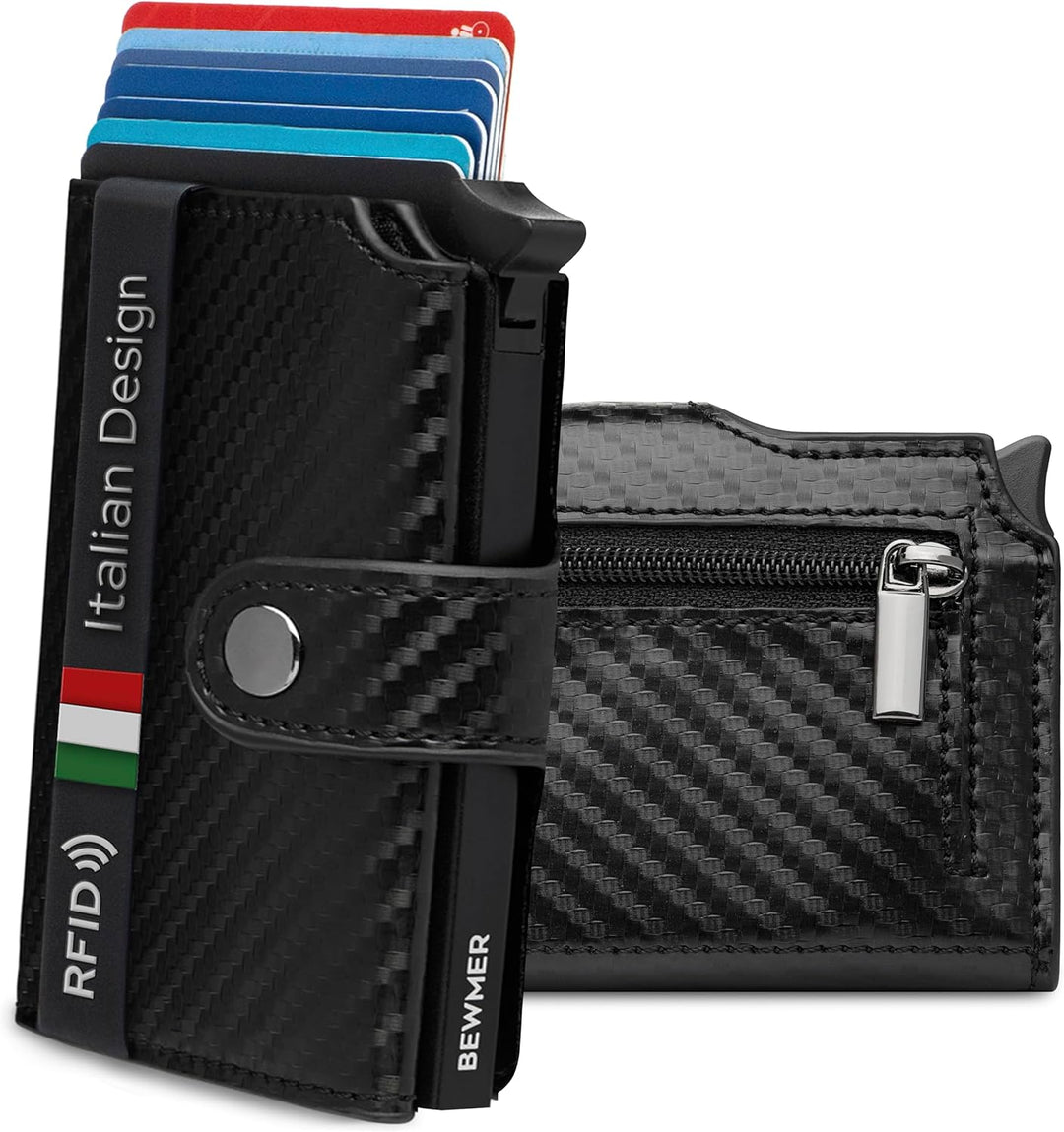 BEWMER 2 Shielded | Herren und Damen Slim Wallet mit RFID-Schutz Anti-Cloning | Kartenetui mit Münzf