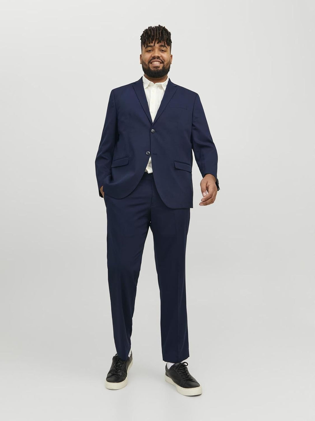 JACK & JONES Male Einreihiger Blazer und Hose Plus Size Slim Fit Anzug 64 Dark Navy, 64 Dark Navy