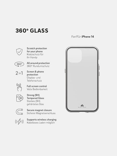 Black Rock - Hülle 360 Grad Glass Case Passend für Apple iPhone 14 I Handyhülle, Magnet Verschluss (