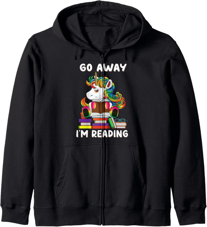 Go Away I'm Reading Unicorn Reading Book Nerd Lover Girls Kapuzenjacke