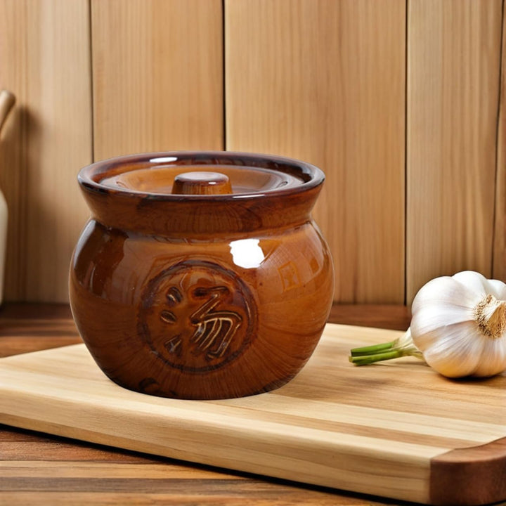 Baluue 2 Stück Keramik Suppentopf mit Deckel Stapelbare Kleine Wok ähnliche Tontöpfe für Wasserdampf