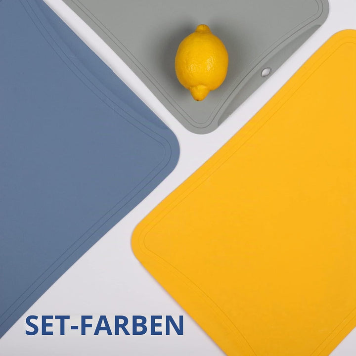BLUE GINKGO TPU-Schneidematten [3er-Set] – Flexible, messerfreundliche und langlebige Küchen-Schneid