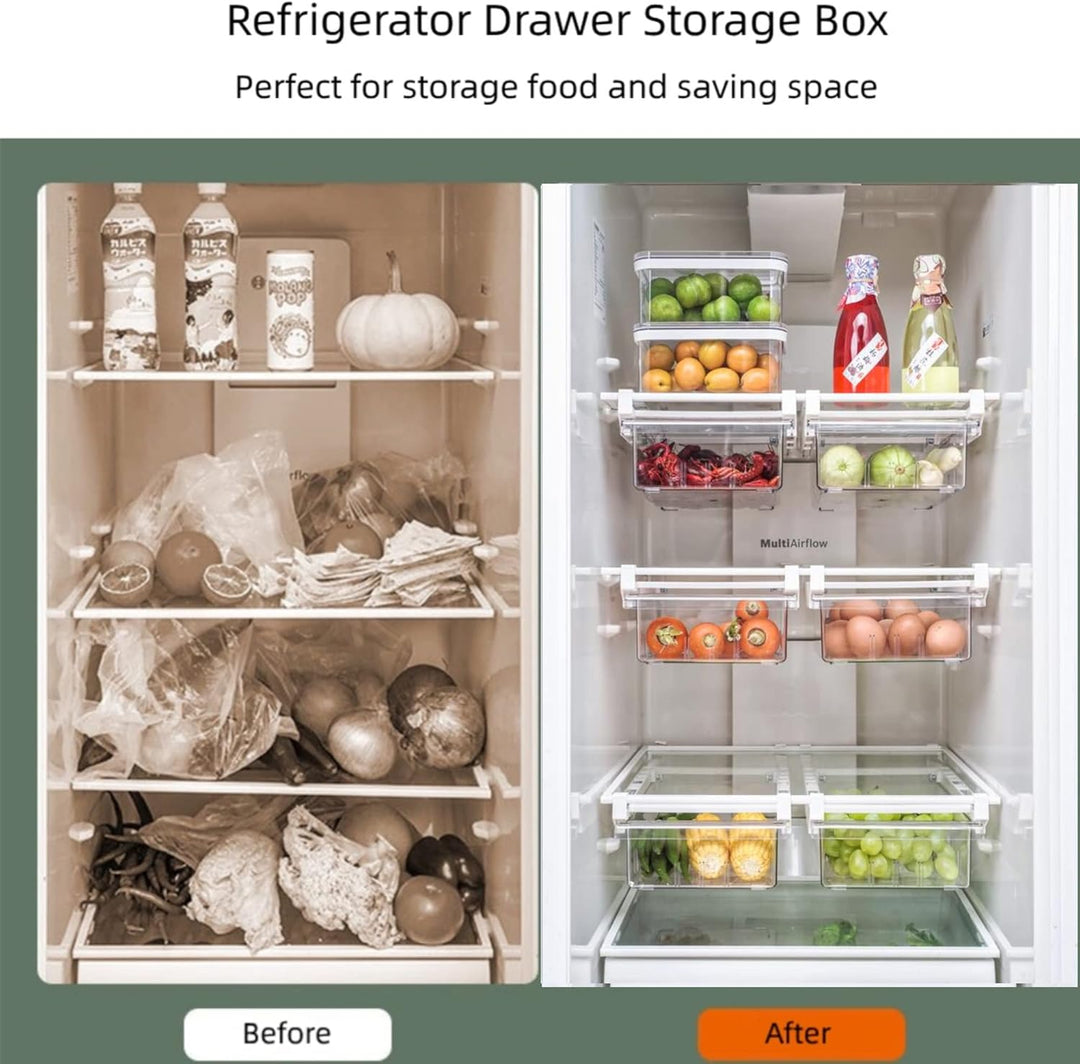 YekouMax Kühlschrank Organizer, Schublade Push-Pull Aufbewahrungsbox Küche, BPA frei, Wird für Obst,