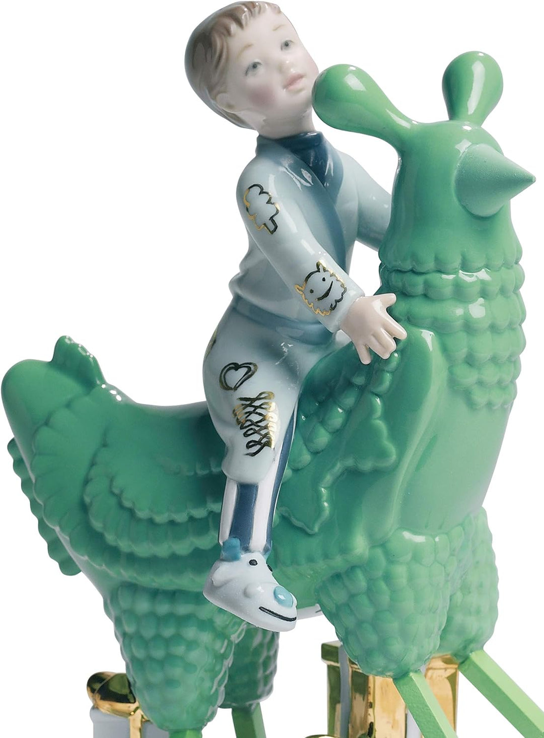 LLADRÓ Figur The Rocking Chicken Ride. Von Jaime Hayon. Junge. Porzellan.