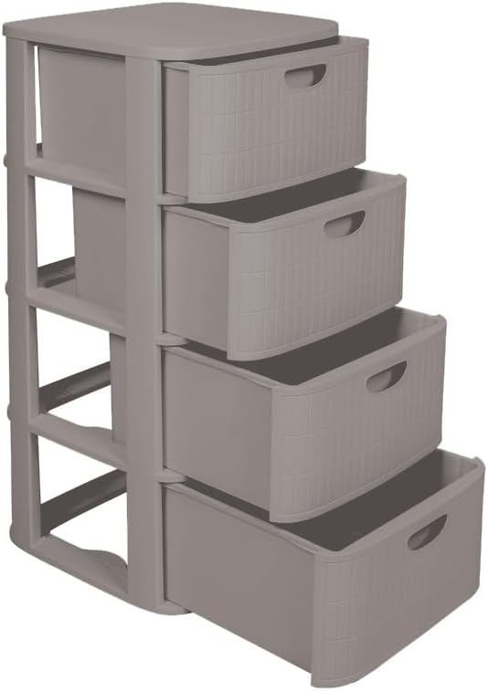 Kreher® XL Rollbarer Schubladenschrank Rollcontainer Nischenschrank aus Kunststoff in Rillen-Optik m