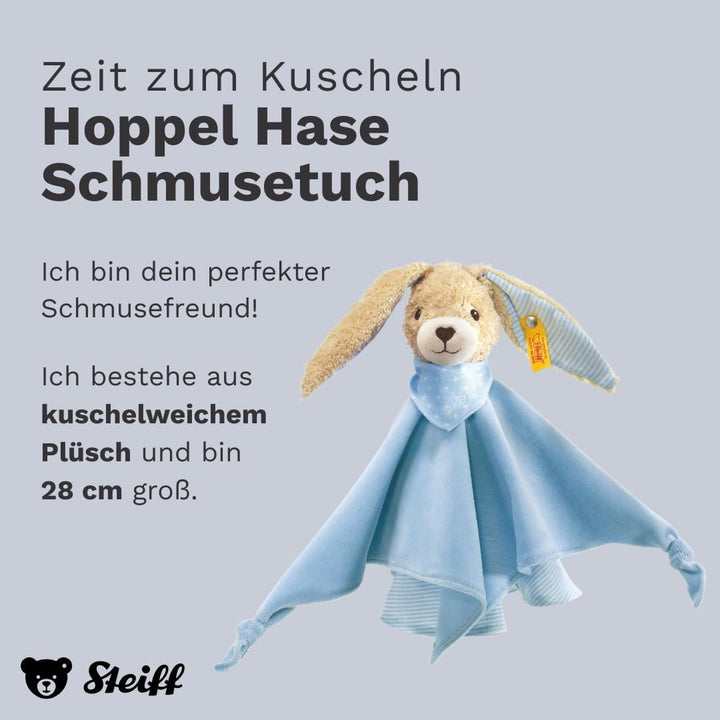 Steiff Hoppel Hase Schmusetuch - 28 cm - Kuscheltier für Babys - weich & waschbar - blau (237478), B