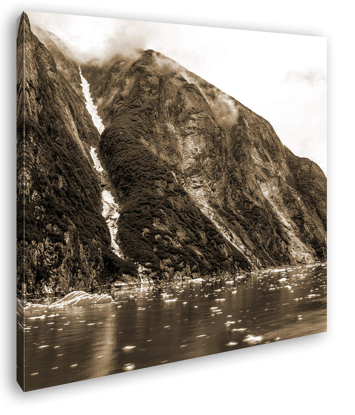 deyoli Tracy Arm Fjord in Alaska im Format: 70x70 Effekt: Sepia als Leinwandbild, Motiv auf Echtholz