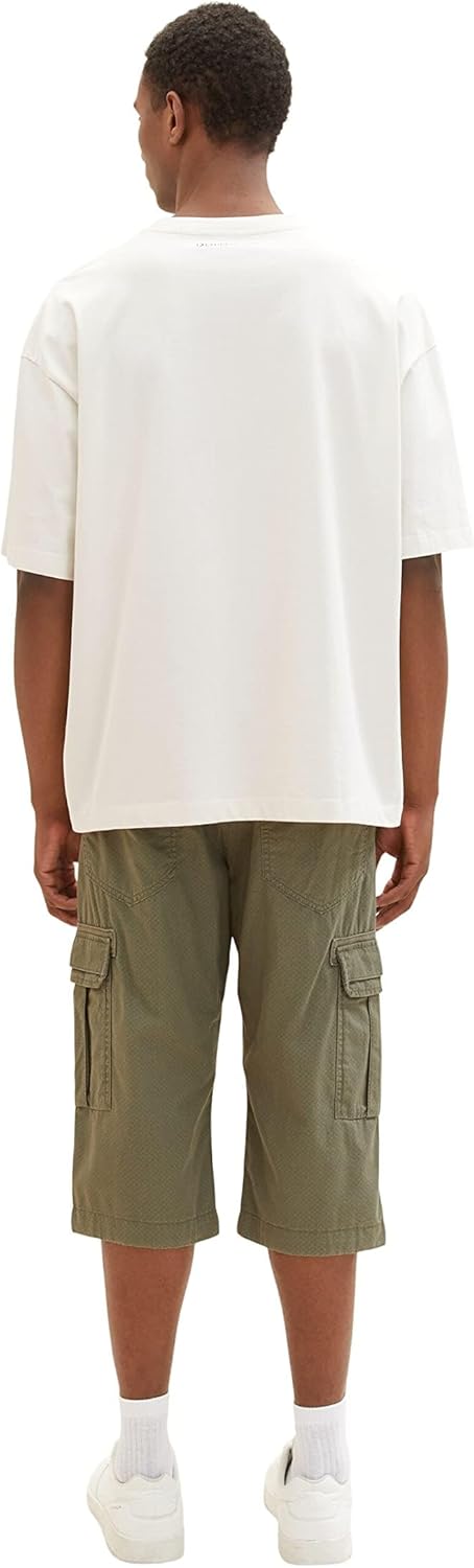 TOM TAILOR Herren Cargo Max Overknee Bermuda Shorts 28 31300 - Olive Minimal Pattern, 28 31300 - Oli
