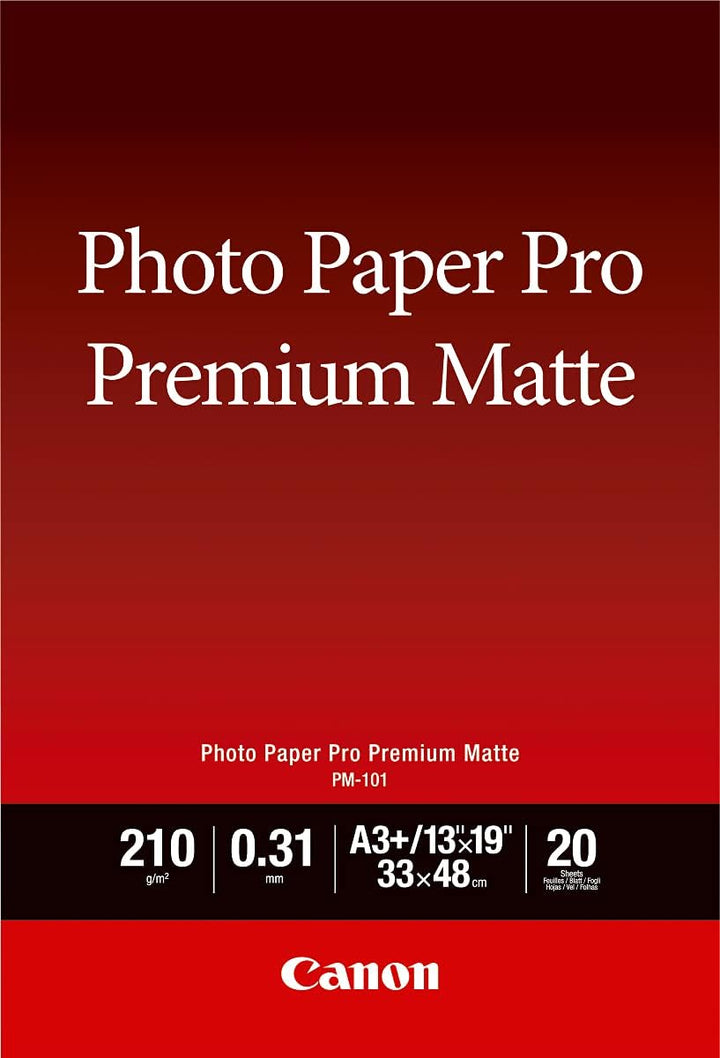 Canon Fotopapier PM-101 Premium matt - DIN A3+, 20 Blatt (210 g/qm) für Tintenstrahldrucker, A3+
