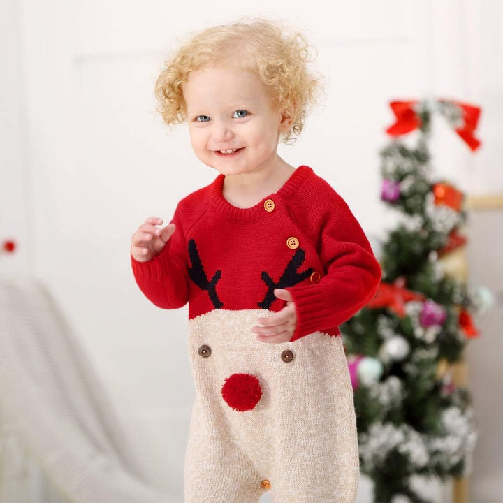 L&amp;ieserram Baby Jungen Mädchen Unisex Stricken Weihnachten Outfits Baby Kleidung Weihnachtsset Babyk