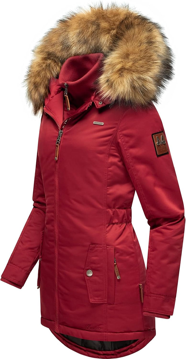 MARIKOO Damen Warmer Winterparka mit Kapuze Sanakoo XS-XXL S Blood Red, S Blood Red