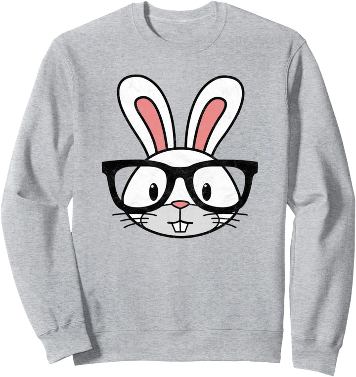 Funny Easter Bunny Hipster Glasses Distressed Cute Rabbit Sweatshirt