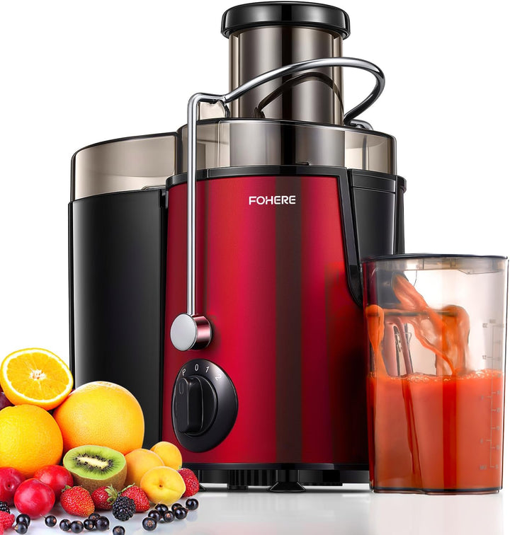 FOHERE Entsafter für Obst und Gemüse in Edelstahl, 400W Zentrifugaler Entsafter 65 MM Einfüllöffnung