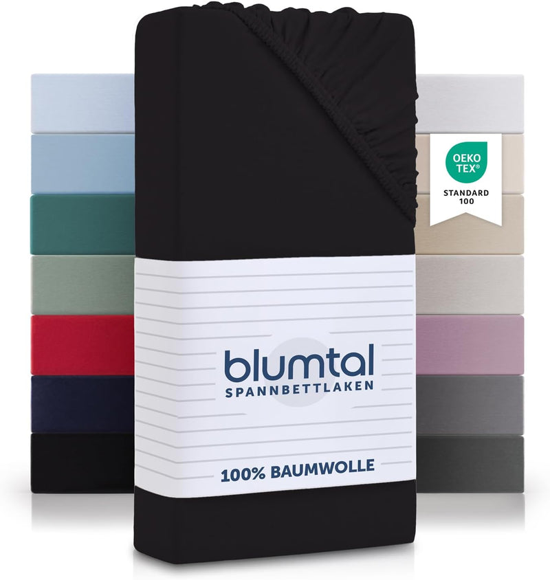 Blumtal® Basics Spannbettlaken 200x220cm Jersey - Bettbezug 200x220 cm aus 100% Baumwolle - Oeko-TEX