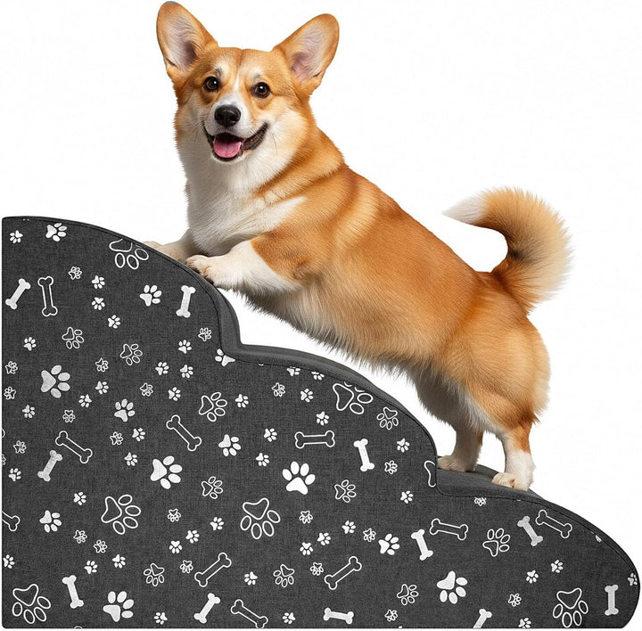 Hundetreppe 3 Stufen - 60 x 30 x 40 cm - rutschfest Weich für Kleine Hunde Haustiertreppe Stabil Sic