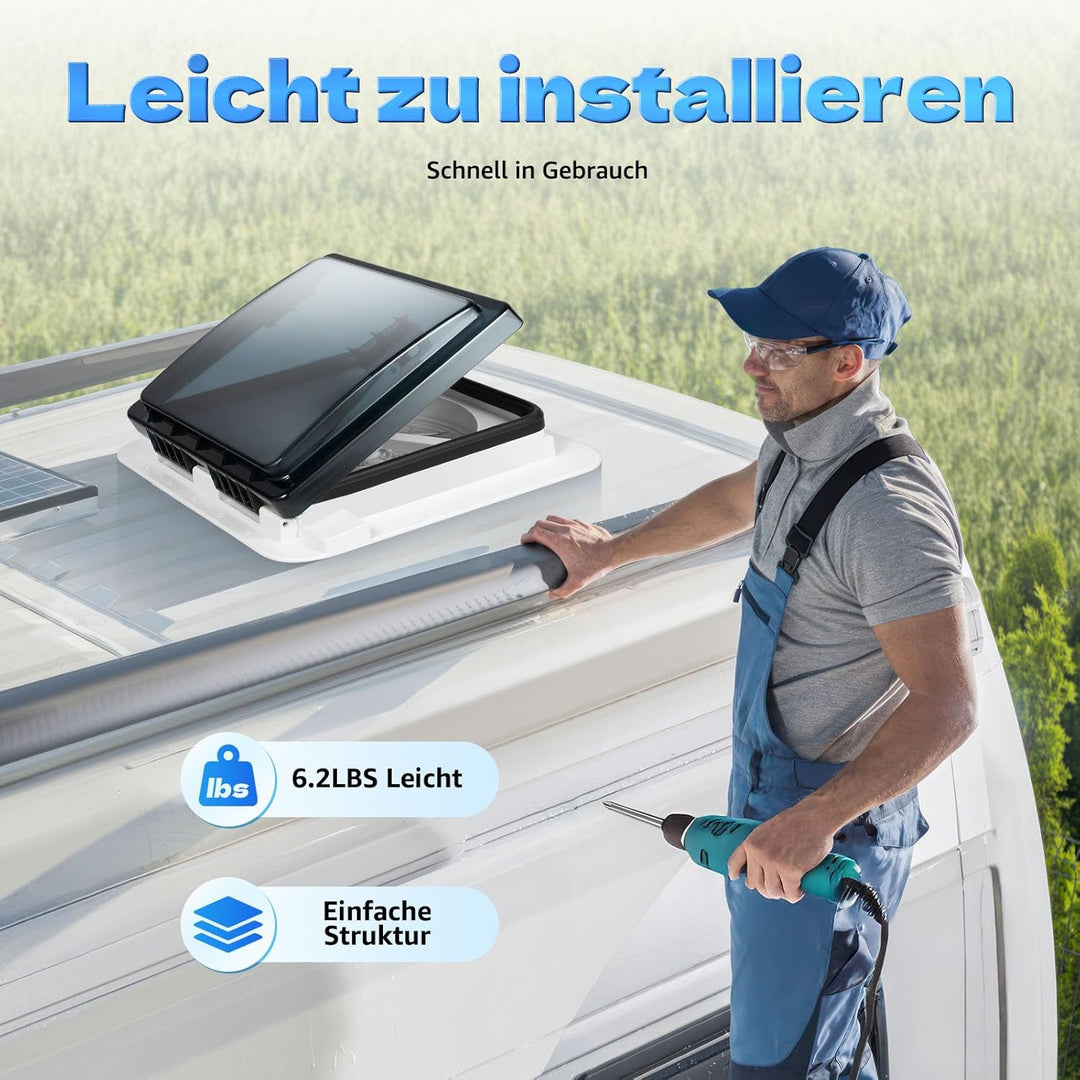 28 * 28cm Dachlüfter mit LED-Leuchten Wohnwagen-Dachlüfter (mit Belüftung Wohnwagen-Luke Fenster)