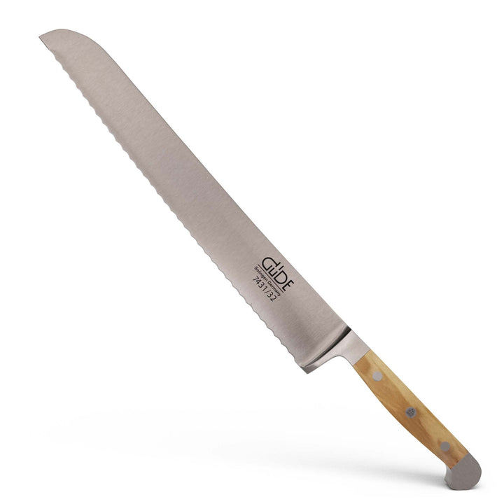 GÜDE Solingen - Brotmesser geschmiedet, 32 cm, Olivenholz, ALPHA OLIVE, Doppelkropf, Handmade German