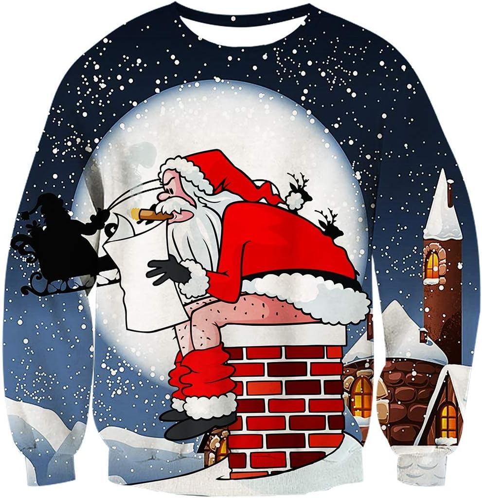 NEWISTAR Herren Ugly Christmas Sweater Sweatshirts 3D Weihnachtspullover Damen Hässlich Weihnachten