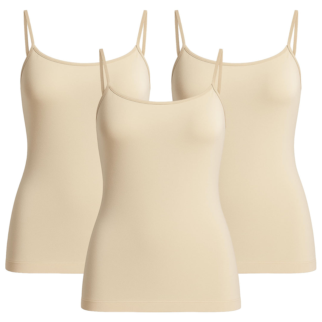 UnsichtBra 3er Pack Damen Shape Unterhemden | Spaghettiträger Basic Top Unterhemd | Mikrofaser Spagh