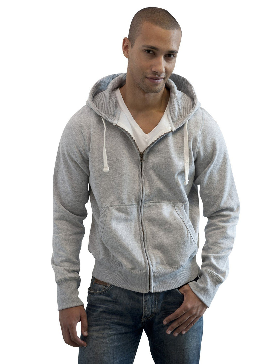 JH052 Chunky Zoodie Sweatjacke Sweatshirt Jacke, Farbe:Heather Grey, Grössen:L