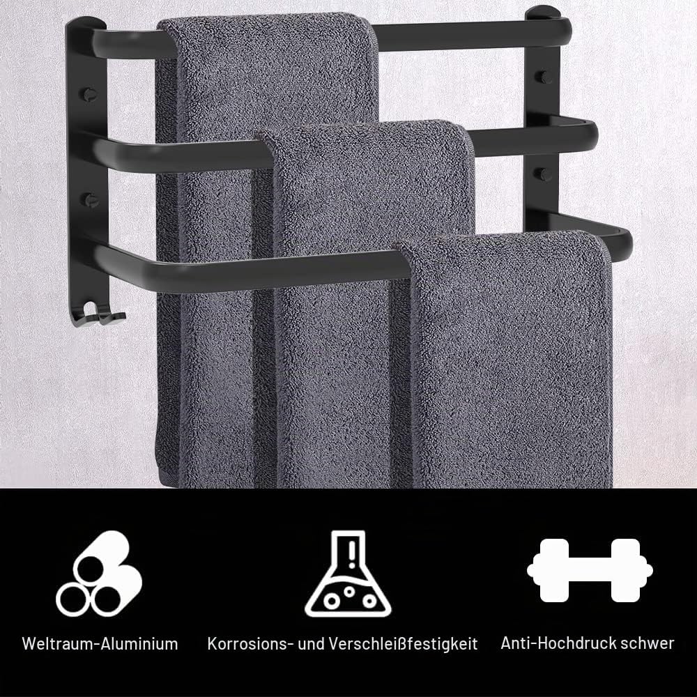 HONPHIER Handtuchhalter Bad 3 Tier Handtuchstange Badezimmer Aluminium Wand-handtuchhalter Handtuchh