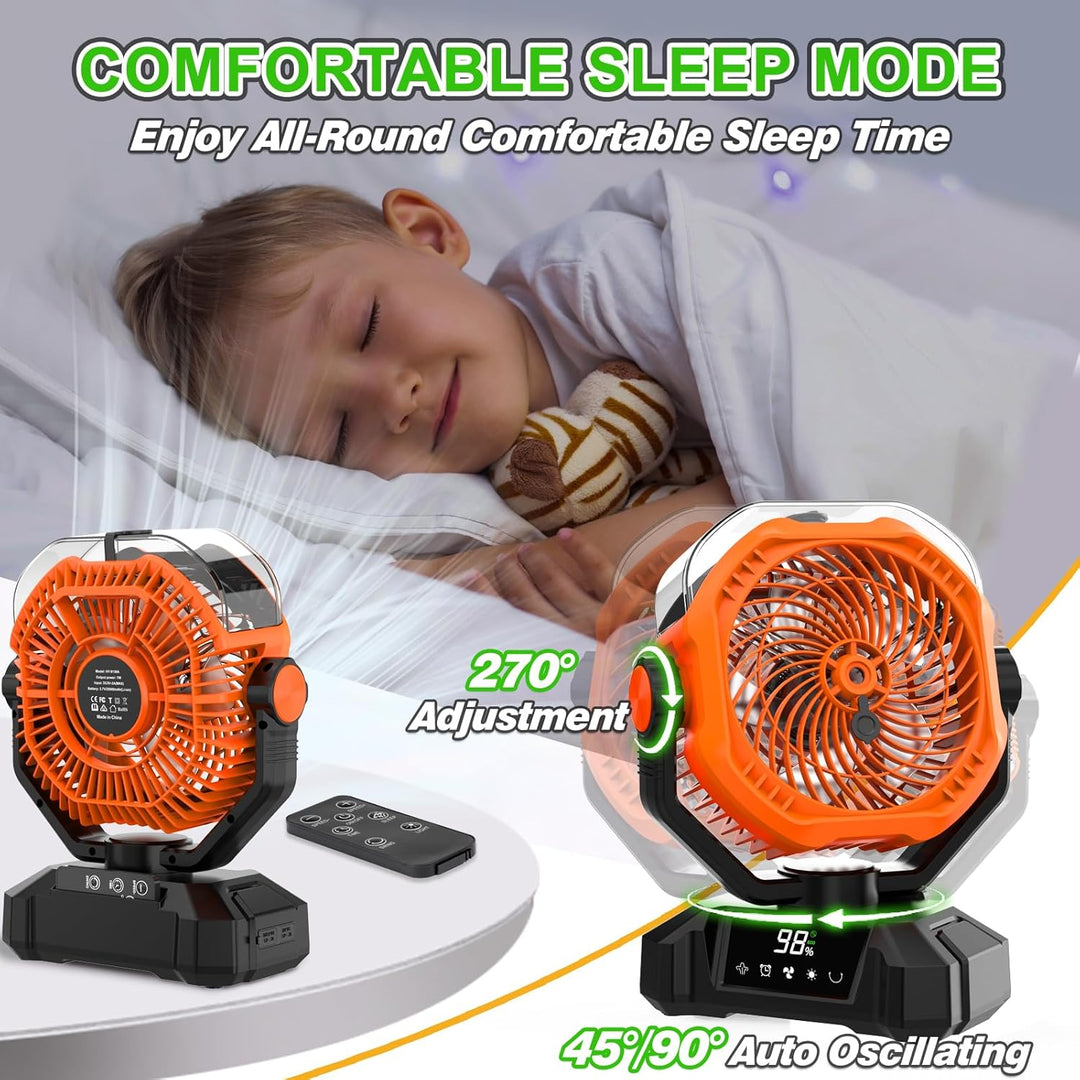 Multper Camping Ventilator mit Wasserkühlung & LED-Licht, 20000mAh Akku Outdoor Sprühnebel Ventilato